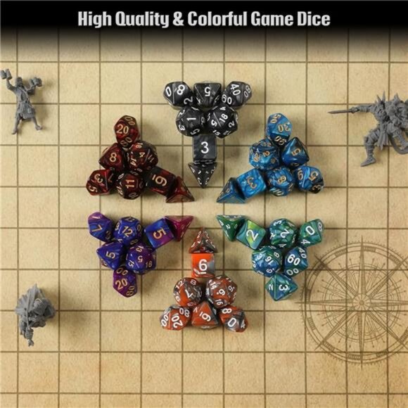 DND Dice Set, 42 Pcs polyhedral dice Set with 6 Colorful Animal Pattern Bag - Picture 6 of 8